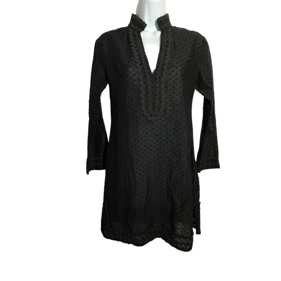 Sail to Sable size 0 XS black swiss dot tunic dress long sleeves cotton voile - Picture 1 of 7